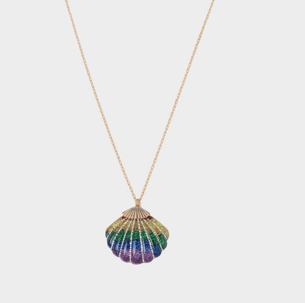 BETSEY JOHNSON BEACH SHELL NECKLACE PENDANT  RAINBOW MULTI 🌈♥